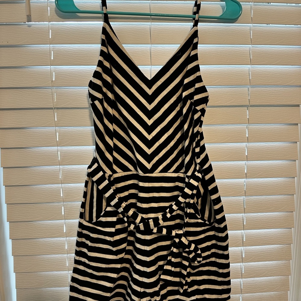 Monteau Black and White Striped Jumpsuit